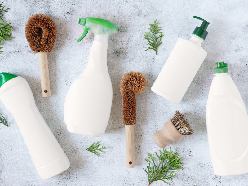 Non-toxic cleaning products in an Edmonton kitchen. Showing you five simple ways to improve your home’s air quality. 