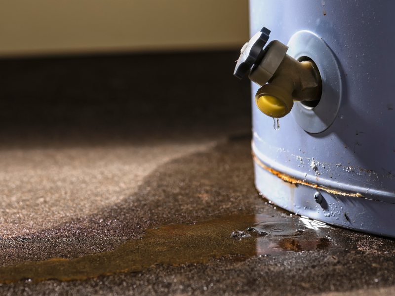 A leak under a water heater.